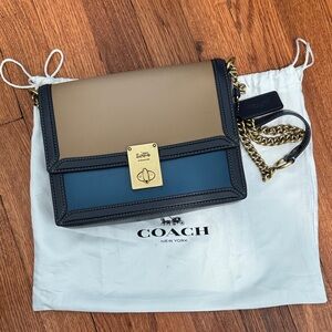 Coach Two-Tone Tan and Blue Crossbody Bag